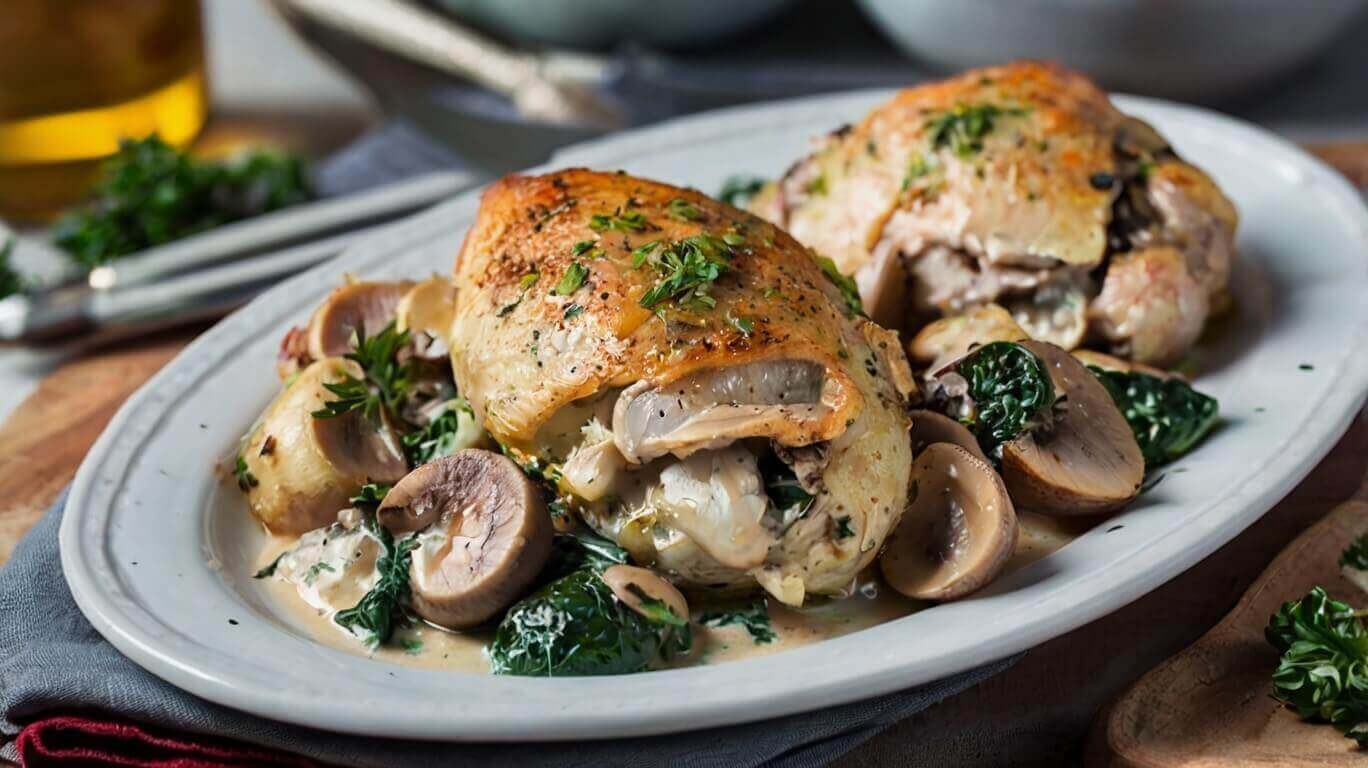 Creamy Mushroom and Spinach Stuffed Chicken Recipe