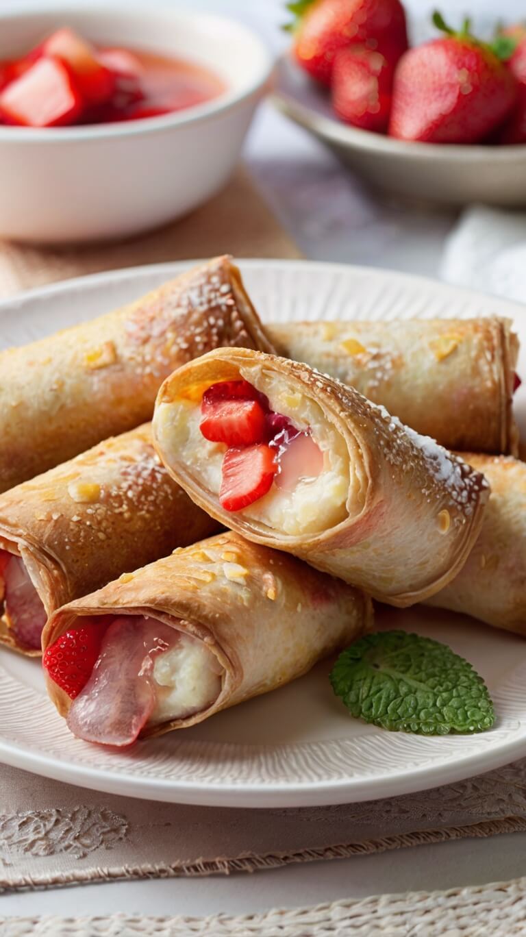 Strawberry Cheesecake Stuffed Eggrolls
