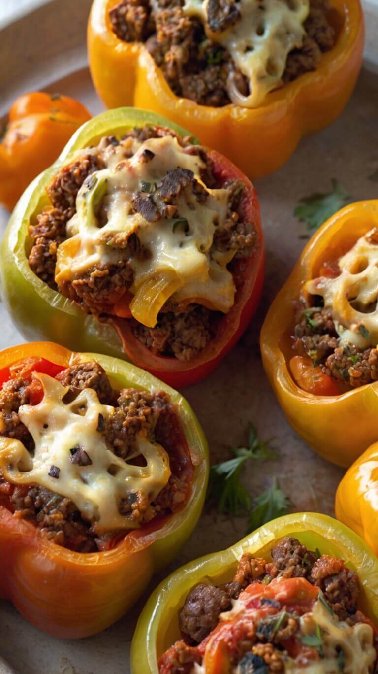 Stuffed Bell Peppers with Ground Beef