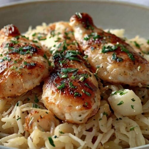 Chicken Scampi With Garlic Parmesan Rice Recipe