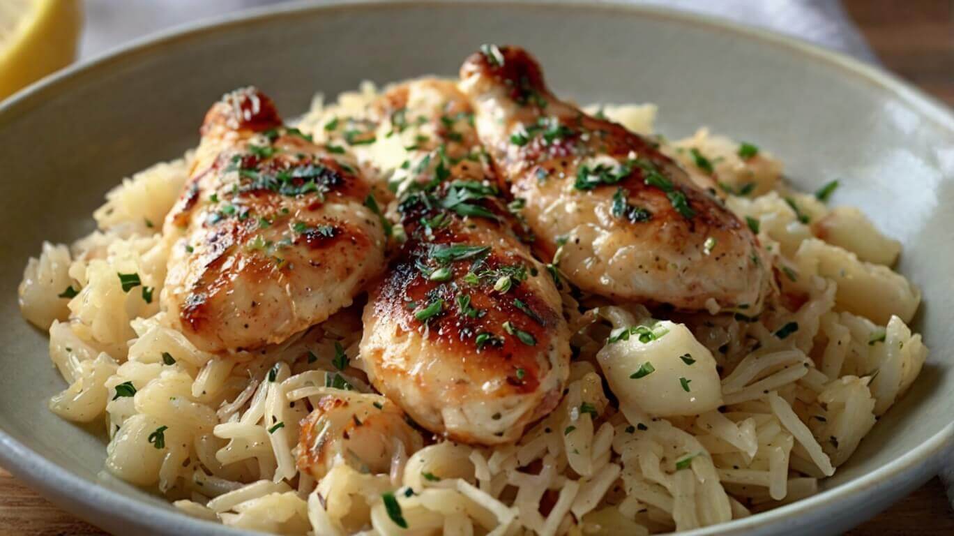 Chicken Scampi With Garlic Parmesan Rice Recipe