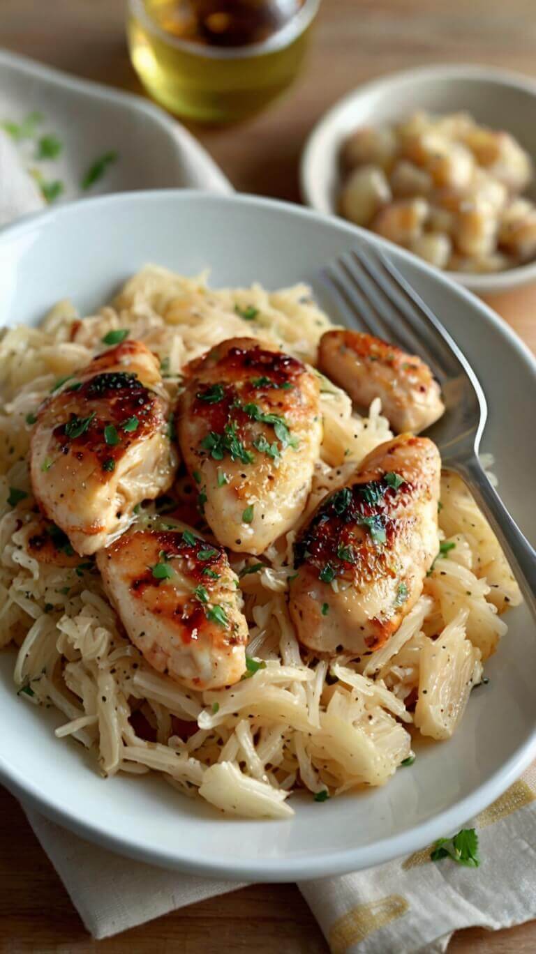 Chicken Scampi With Garlic Parmesan Rice