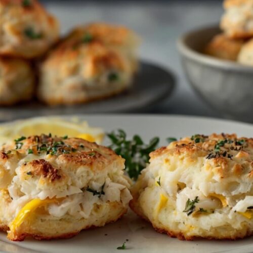 Crab Stuffed Cheddar Bay Biscuits With Lemon Butter