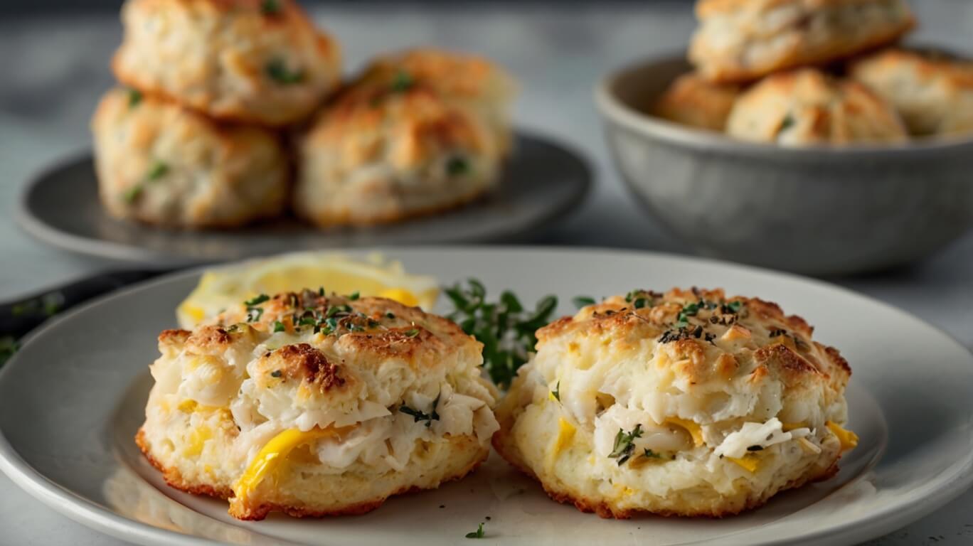 Crab Stuffed Cheddar Bay Biscuits With Lemon Butter 