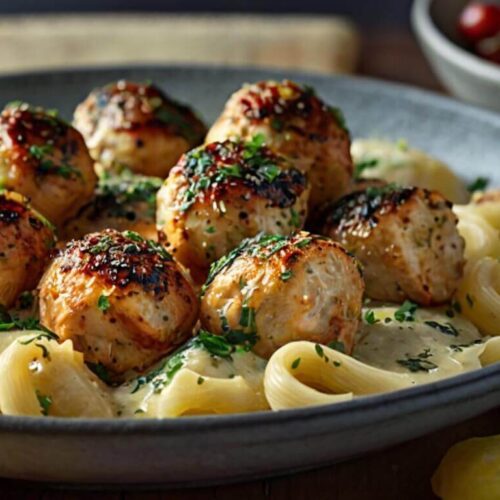 Garlic Butter Chicken Bites and Creamy Pasta Recipe