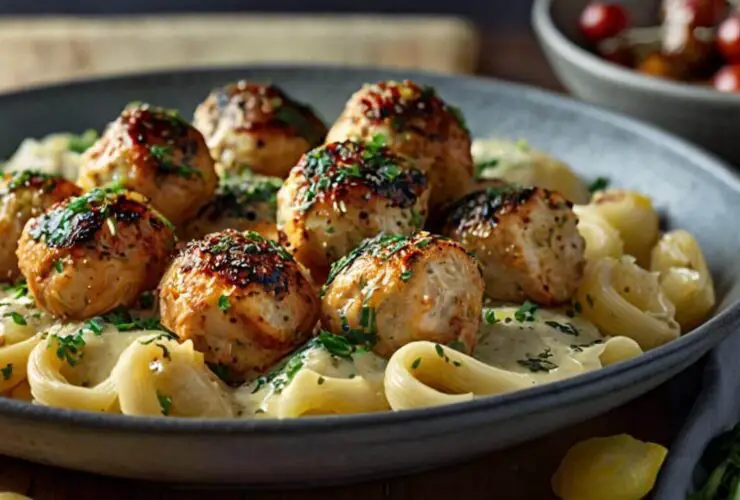 Garlic Butter Chicken Bites and Creamy Pasta Recipe