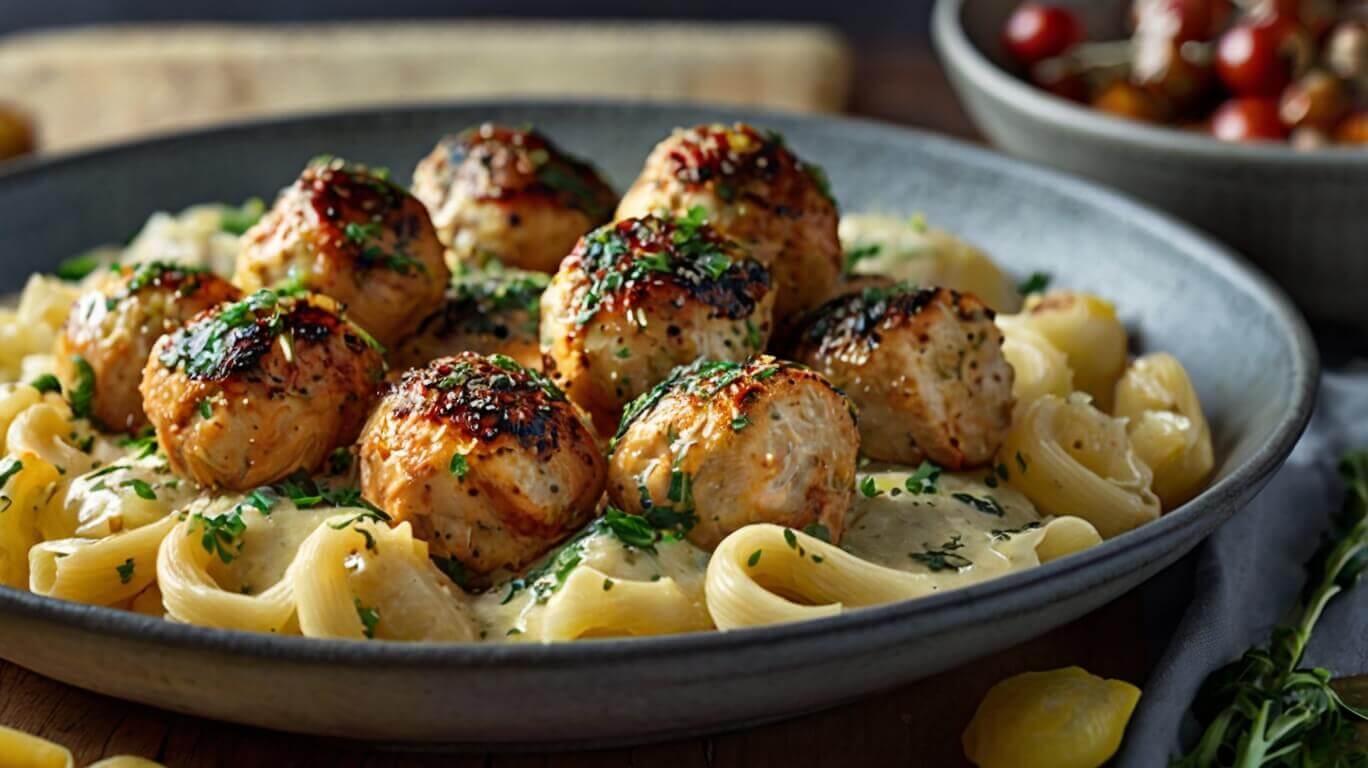 Garlic Butter Chicken Bites and Creamy Pasta Recipe