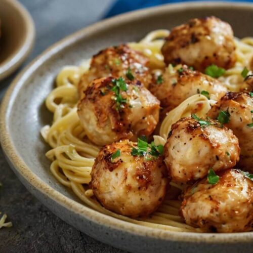 Garlic Butter Chicken Bites with Creamy Pasta Recipe
