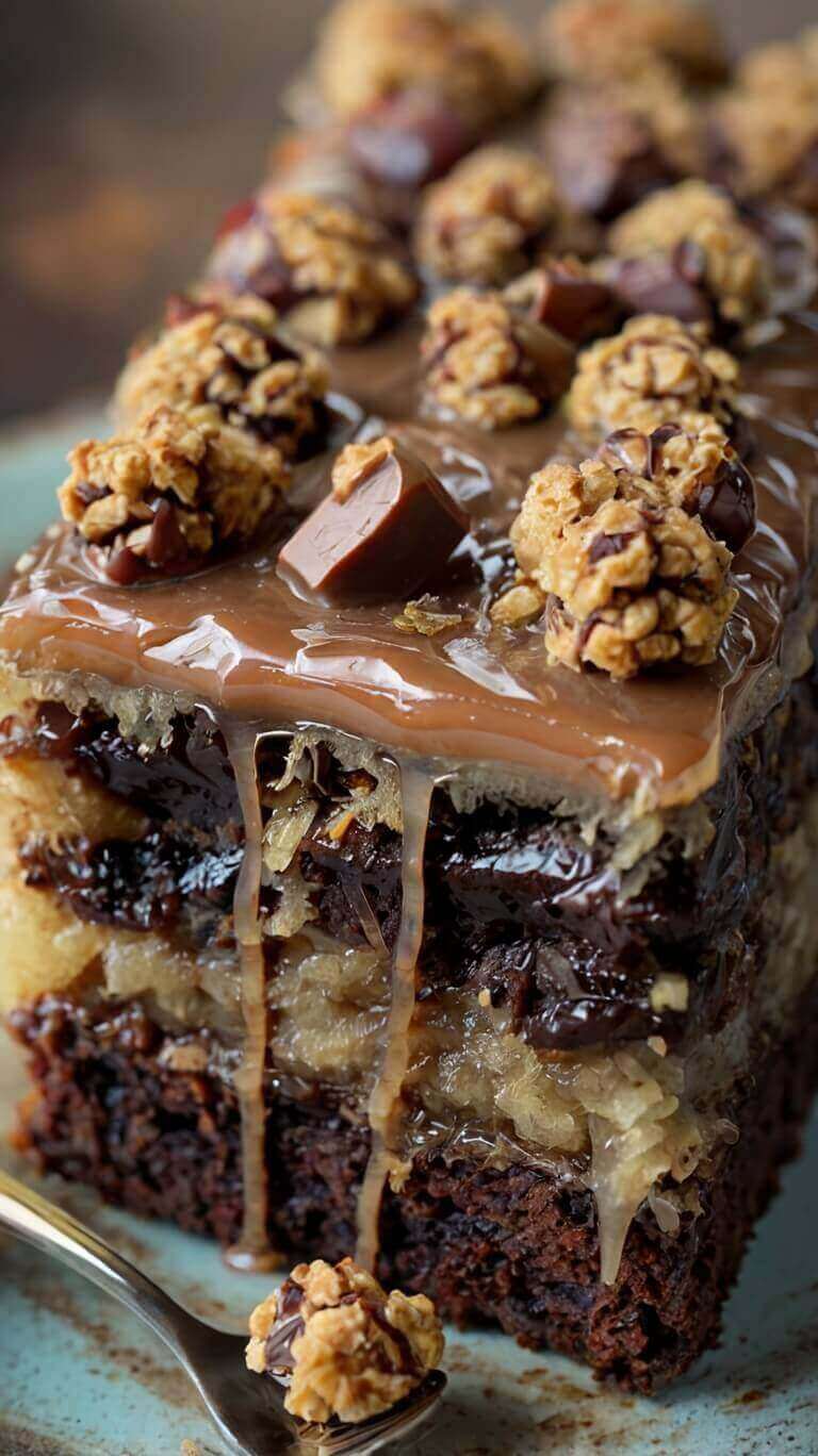German Chocolate Poke Cake