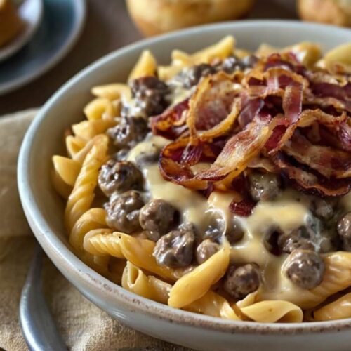 Loaded Bacon Cheeseburger Alfredo Pasta Recipe