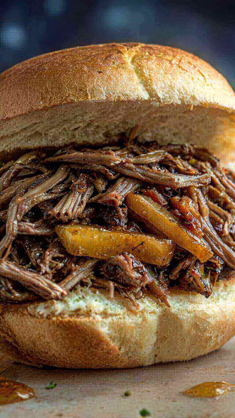 Savory Pulled Beef Sandwich