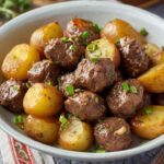 Slow Cooker Garlic Butter Beef Bites and Potatoes Recipe