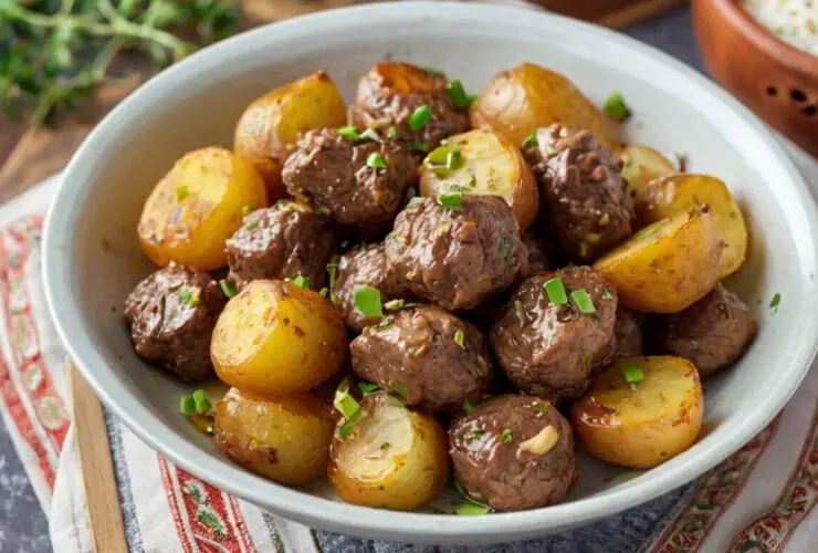 Slow Cooker Garlic Butter Beef Bites and Potatoes Recipe