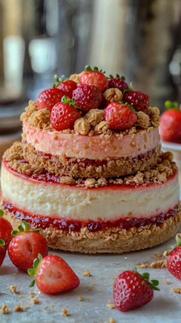 Berrylicious Strawberry Crunch Cheesecake