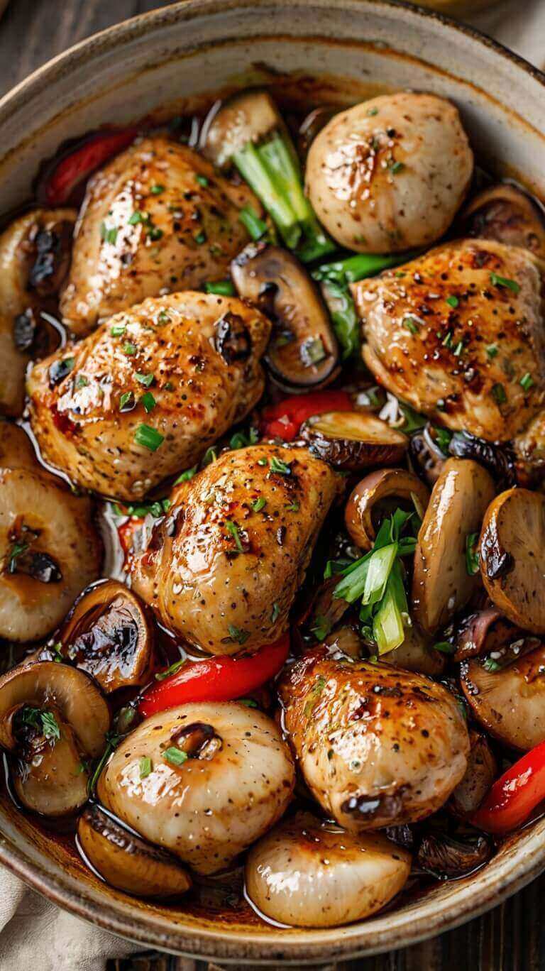 Black Pepper Chicken with Mushrooms