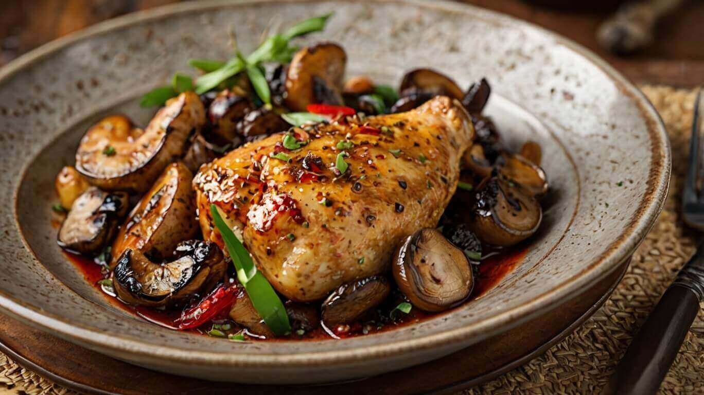 Black Pepper Chicken with Mushrooms 