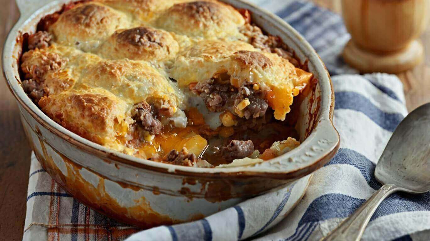 Cheddar Biscuit And Ground Beef Cobbler Recipe