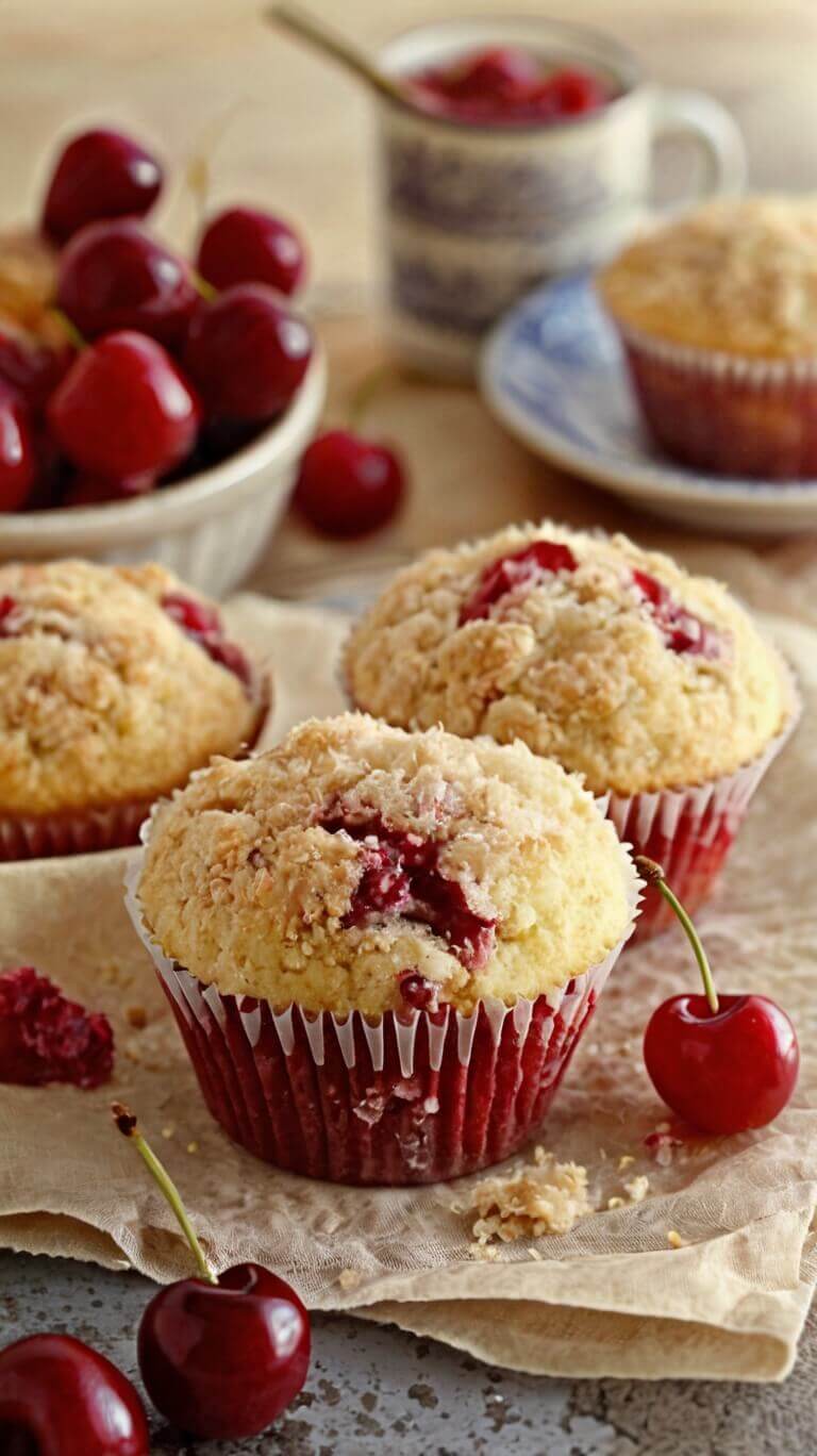 Cherry Cobbler Muffins With Streusel