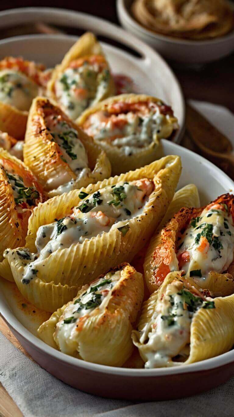 Creamy Seafood Stuffed Shells