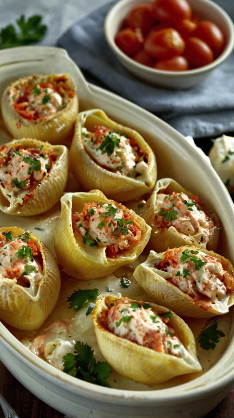 Creamy Seafood Stuffed Shells 