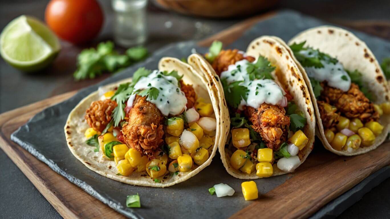 Fried Chicken Street Corn Tacos Recipe