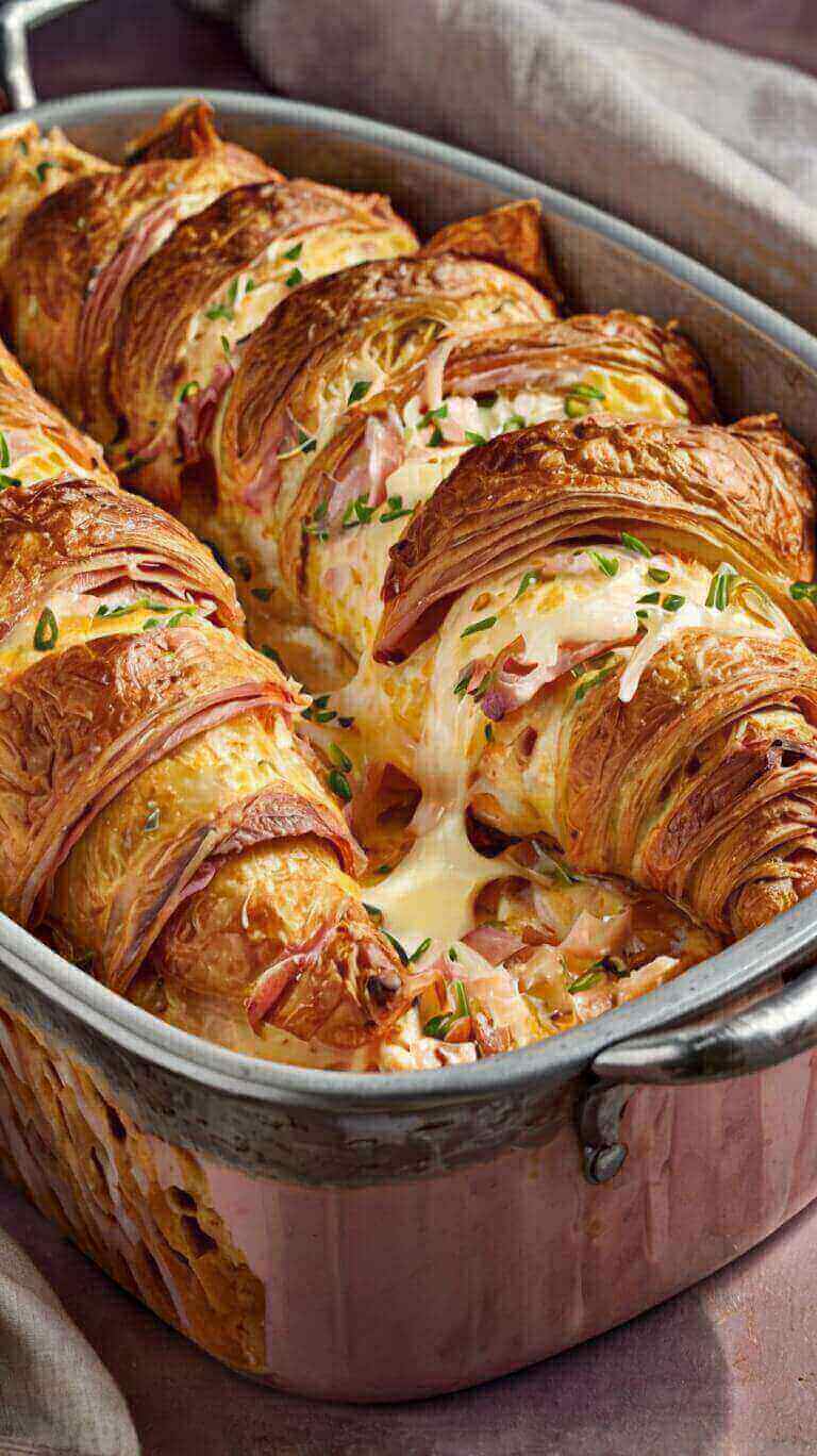 Ham and Cheese Croissant Casserole