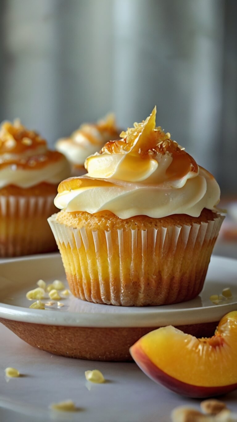 Honey Peach Cream Cheese Cupcakes