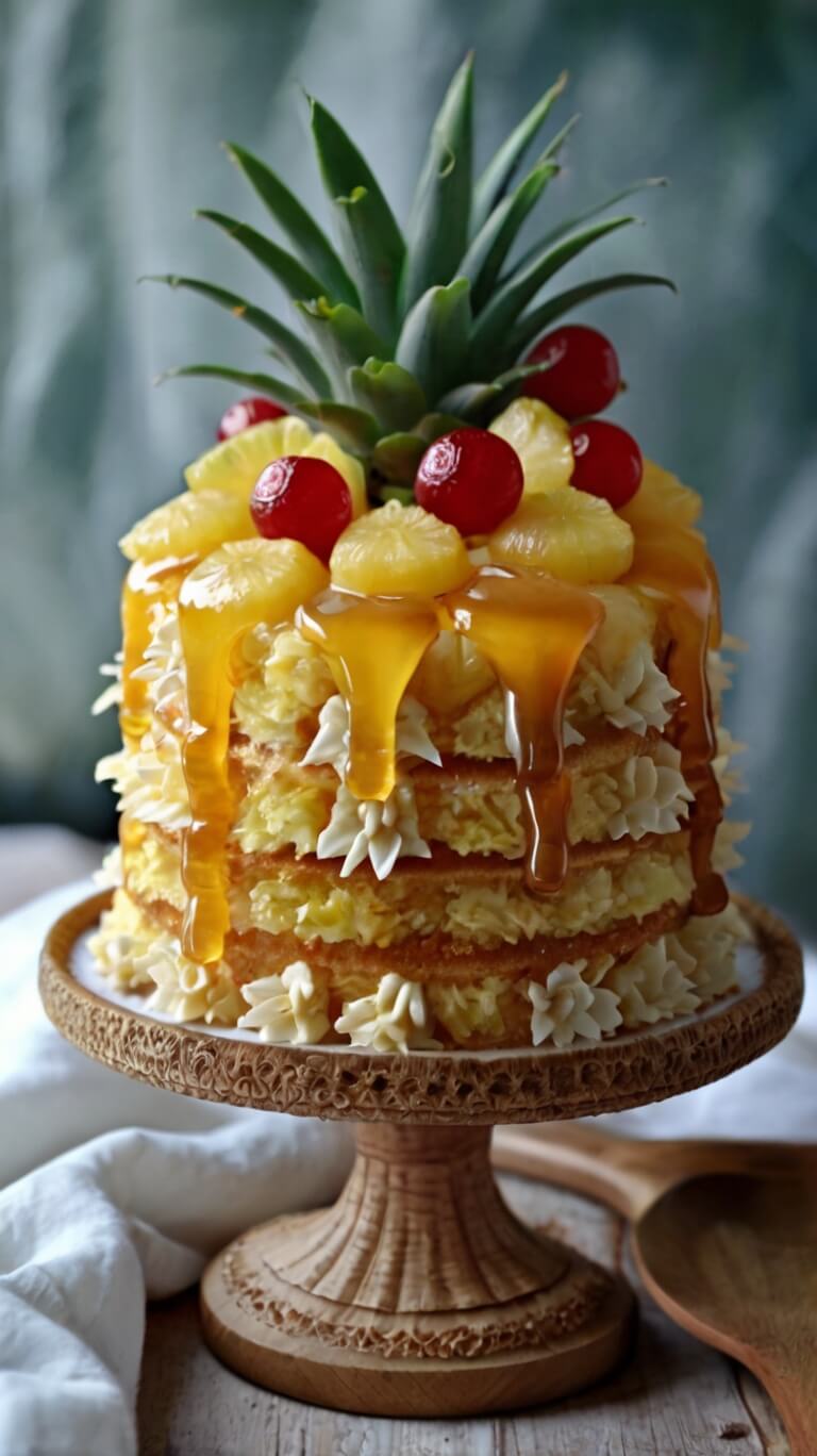 Pineapple Heaven Cake with Caramel Glaze