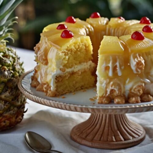Pineapple Heaven Cake with Caramel Glaze Recipe