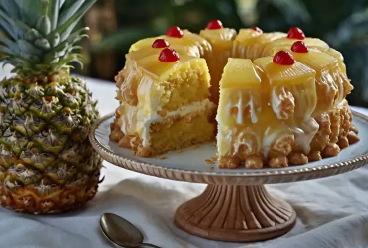 Pineapple Heaven Cake with Caramel Glaze Recipe