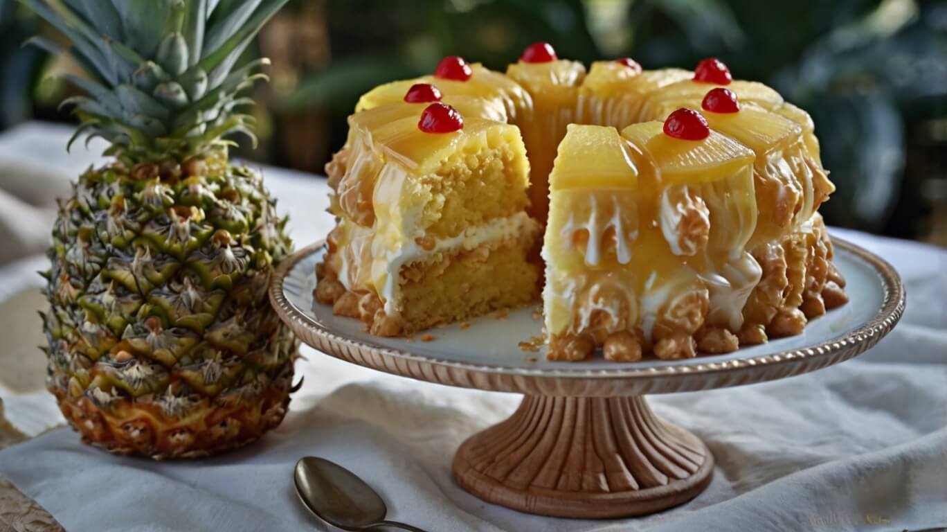 Pineapple Heaven Cake with Caramel Glaze Recipe