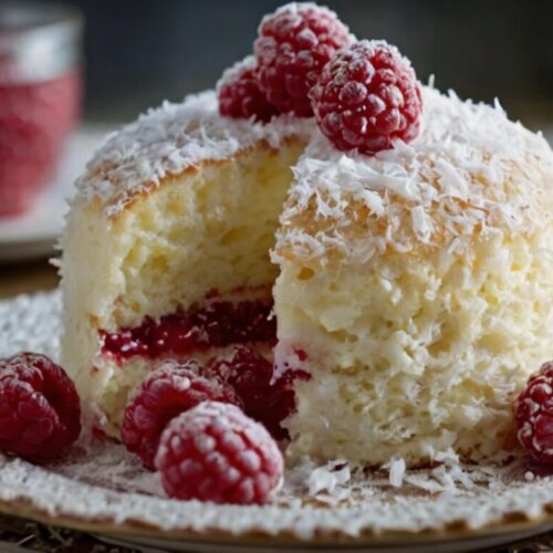Raspberry Coconut Snowball Cake Recipe