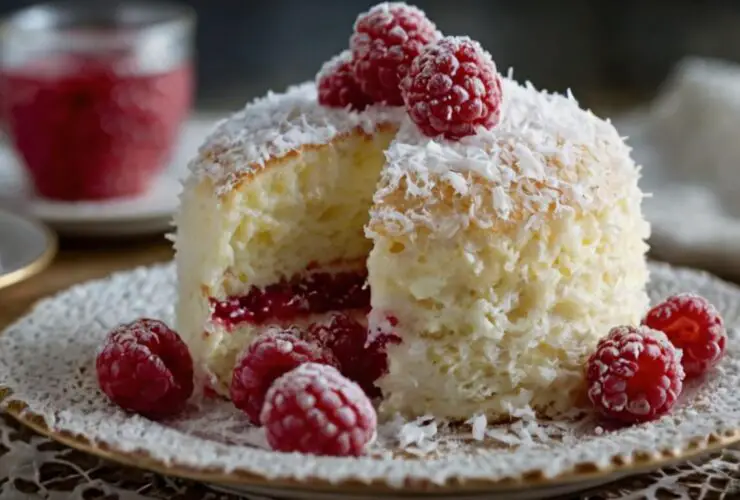 Raspberry Coconut Snowball Cake Recipe