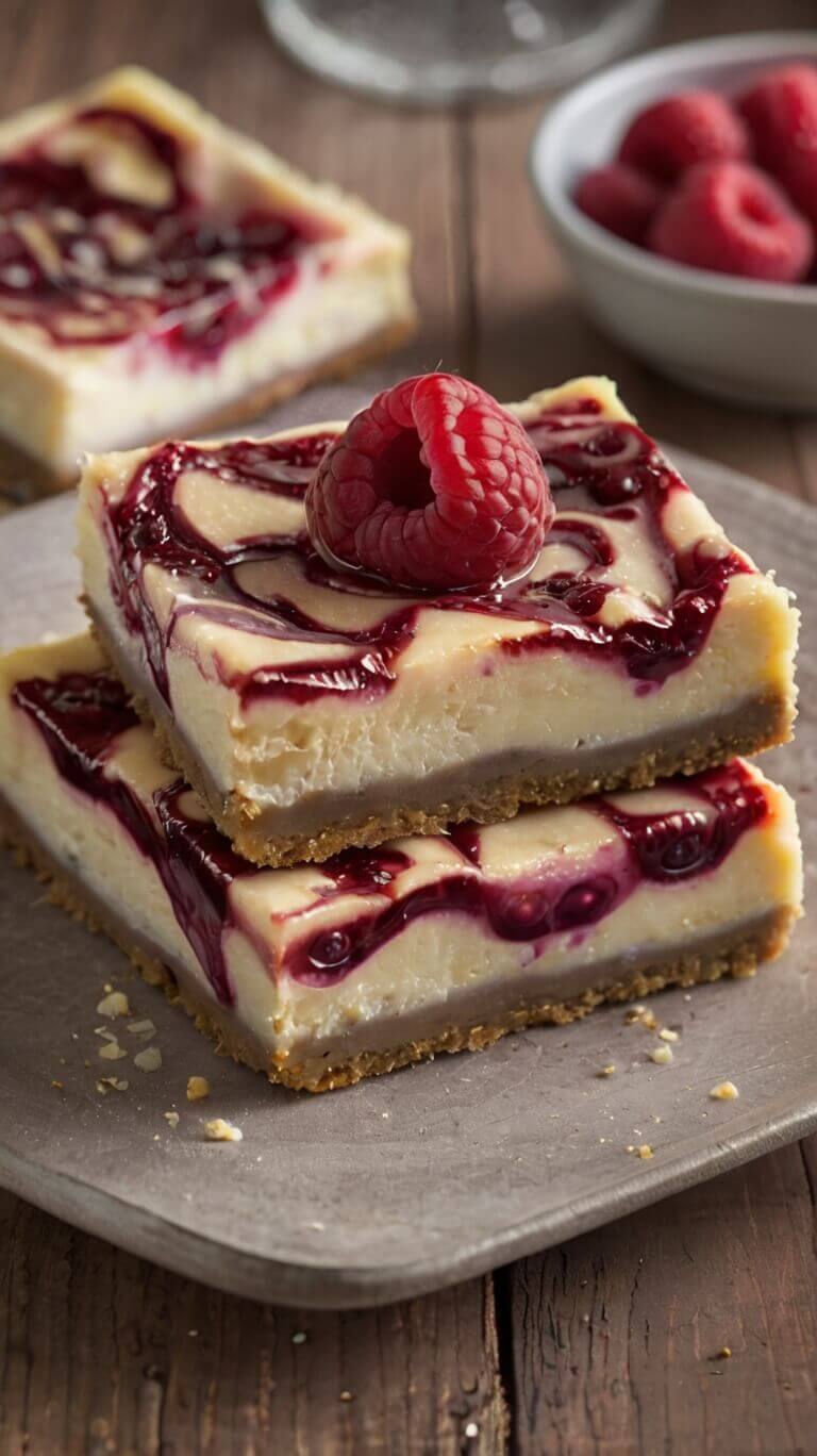 Raspberry Swirl Cheesecake Bars