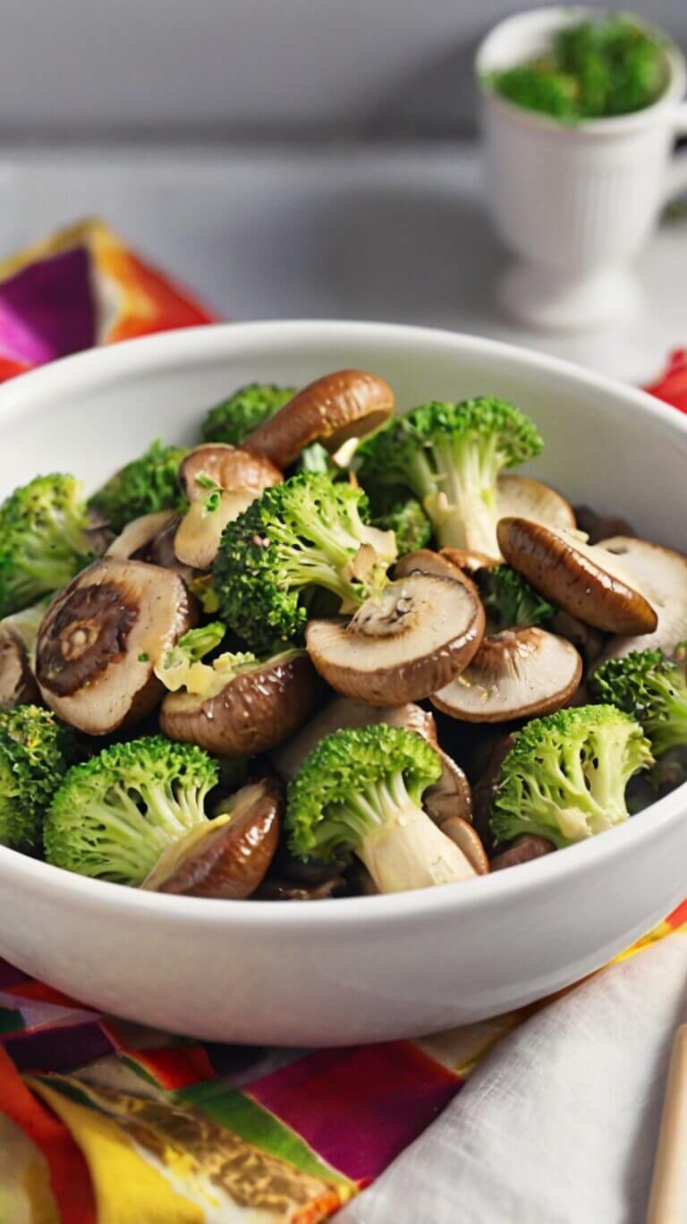 Sautéed Mushrooms with Broccoli 