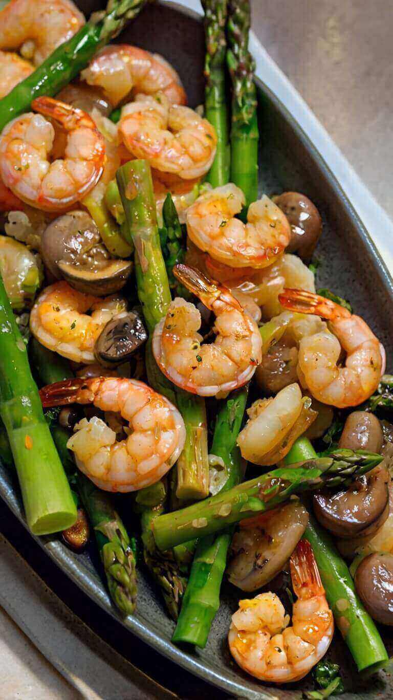 Shrimp and Asparagus Stir Fry With Mushrooms