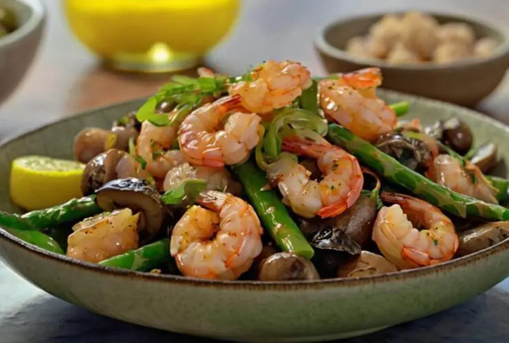 Shrimp and Asparagus Stir Fry With Mushrooms 