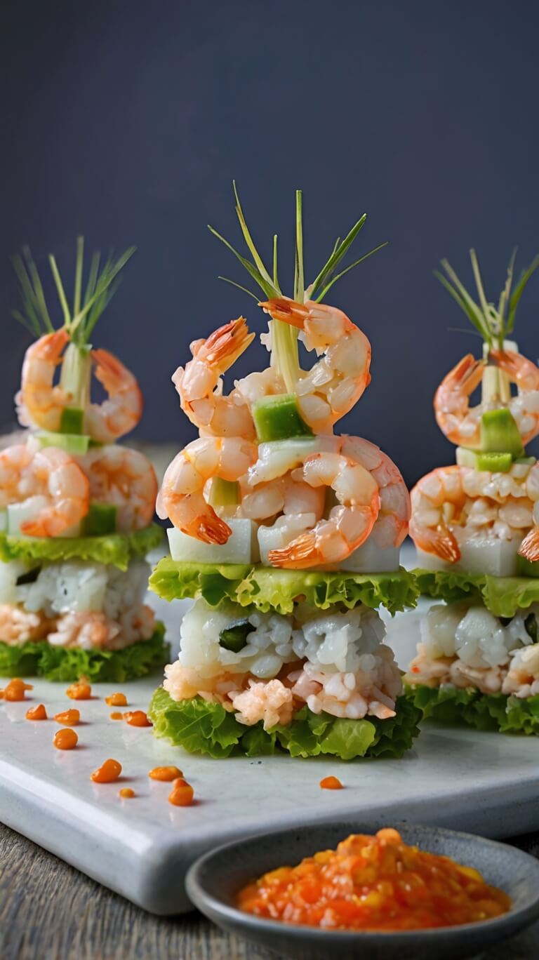 Spicy Shrimp Sushi Stacks