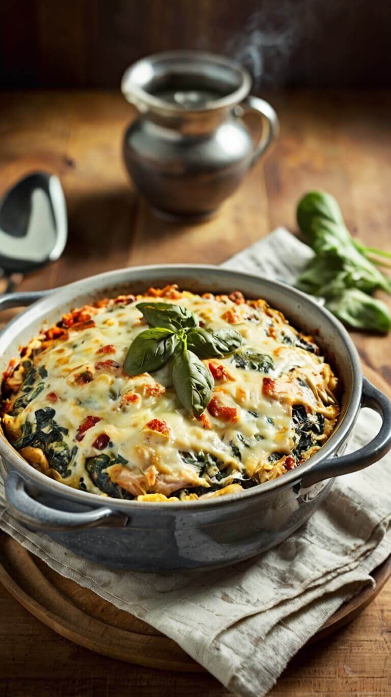 Spinach Casserole And Creamy Chicken