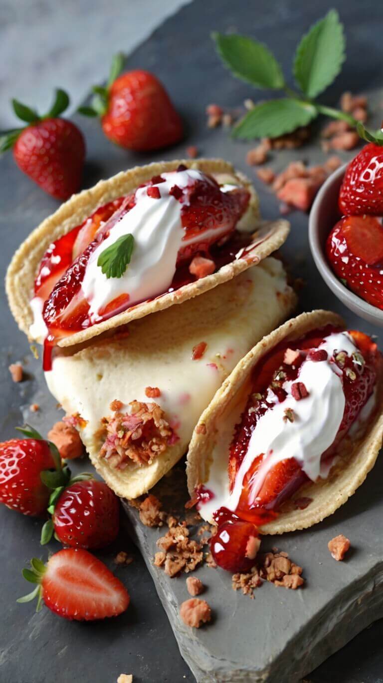 Strawberry Cheesecake Dessert Tacos