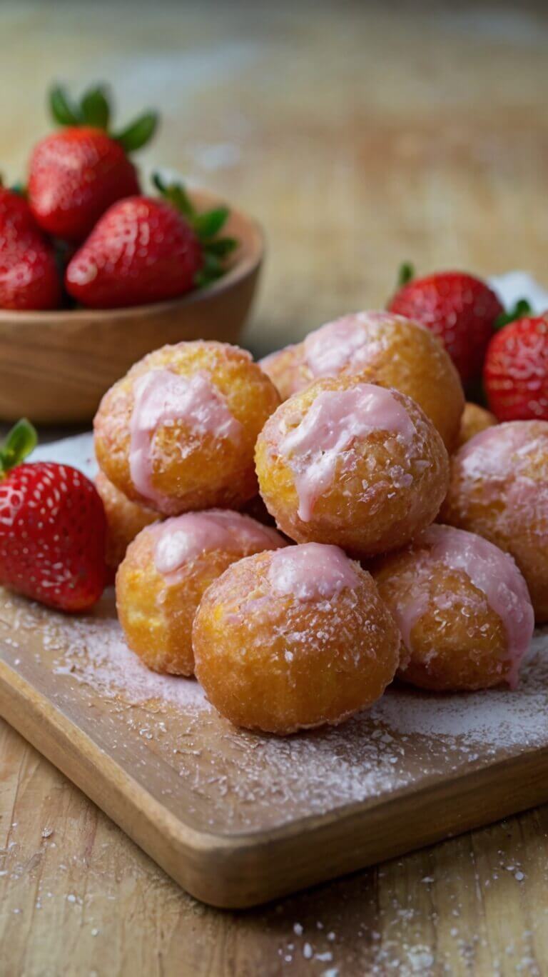 Strawberry Cheesecake Donut Holes 