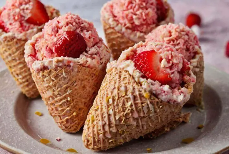 Strawberry Crunch Cheesecake Cones Recipe