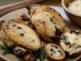 Cheesy Garlic Butter Mushroom Stuffed Chicken Recipe