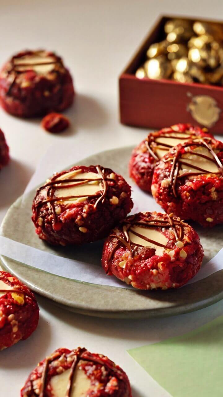Red Velvet Cream Cheese Thumbprint Cookies