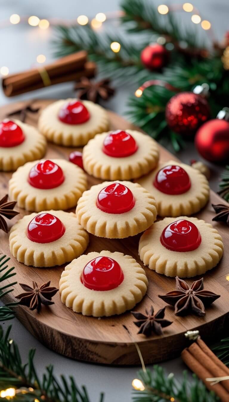 Christmas Maraschino Cherry Shortbread Cookies