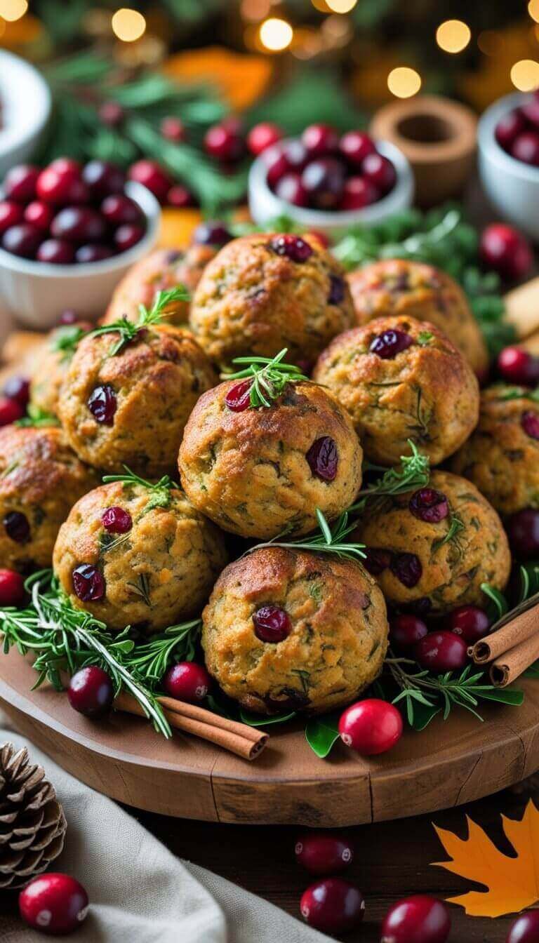 Festive Cranberry Turkey Stuffing Balls