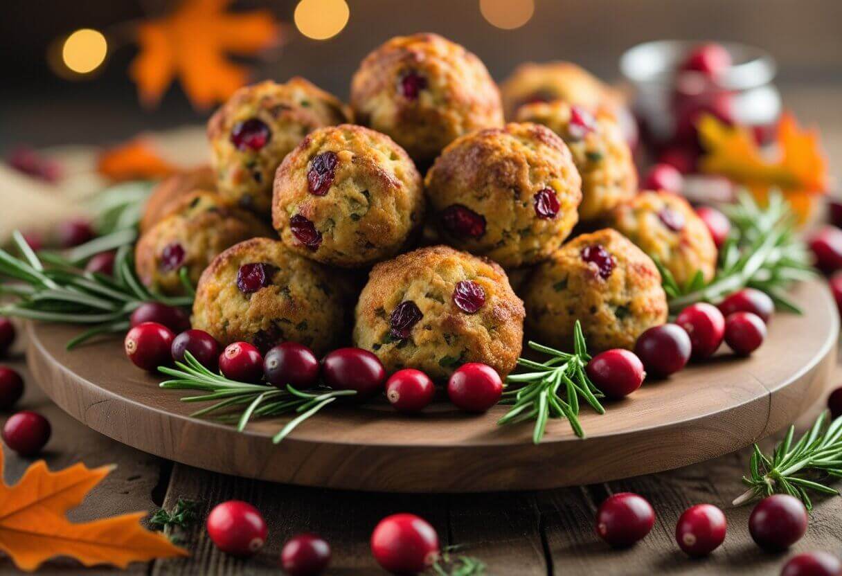Festive Cranberry Turkey Stuffing Balls Recipe