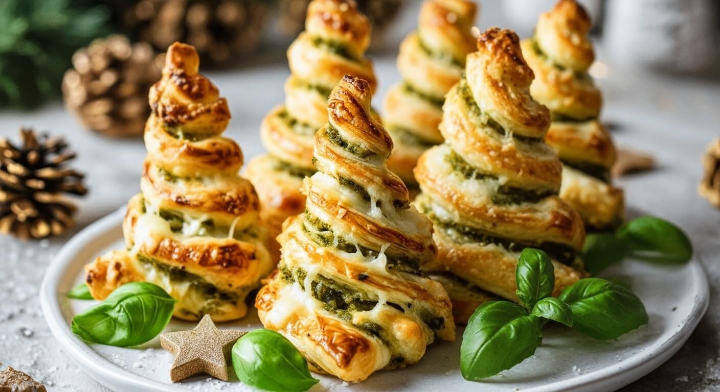 Basil Pesto Cheesy Puff Pastry Christmas Tree Recipe