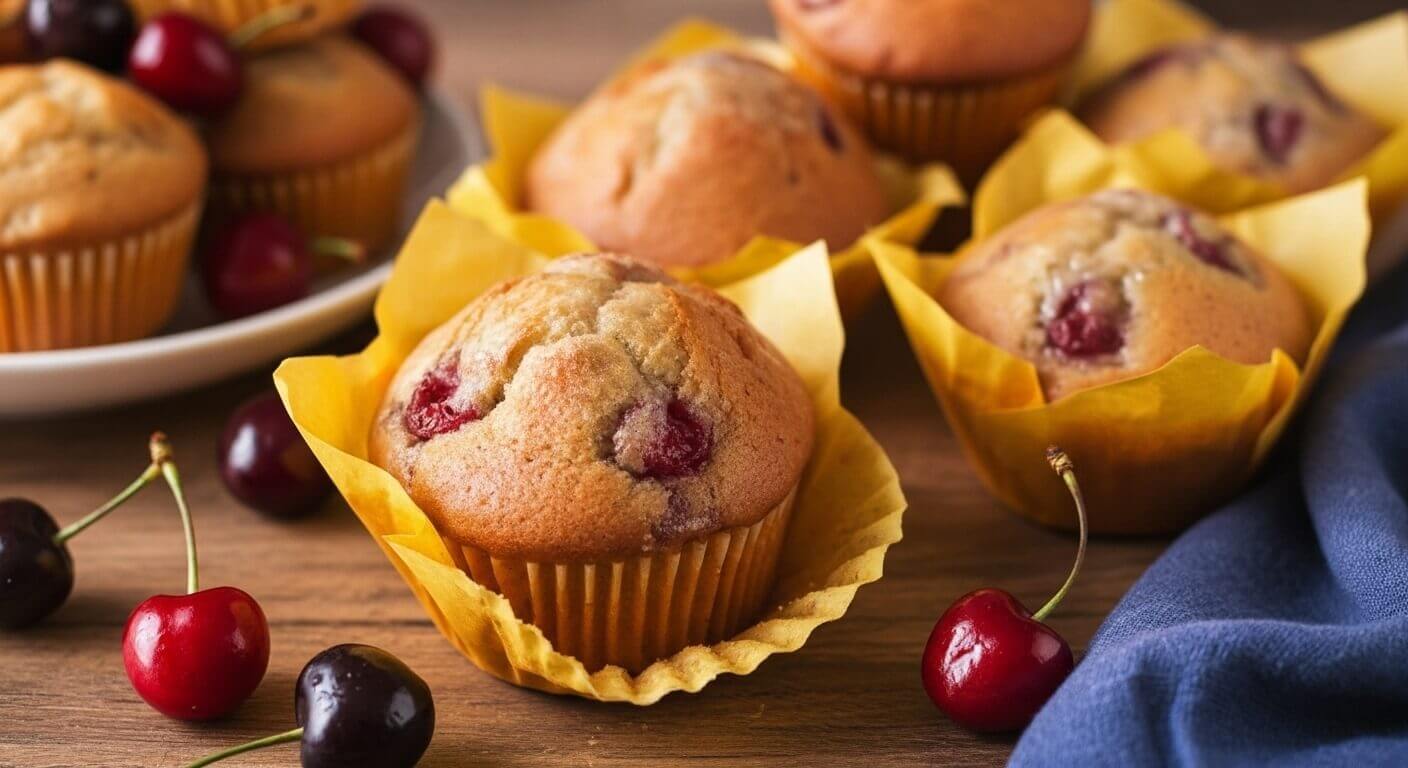 Warm Buttery Baked Cherry Muffins Recipe