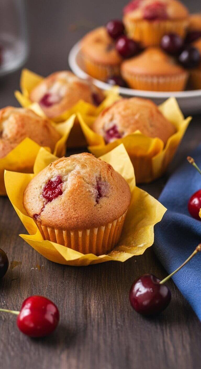 Warm Buttery Baked Cherry Muffins